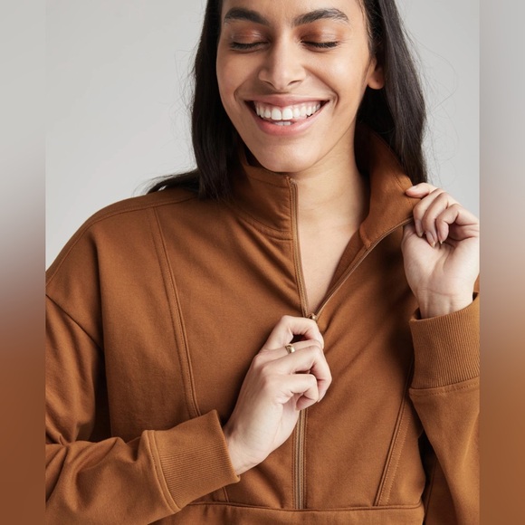 NWOT Womens Richer Poorer Terry Quarter Zip Pullover in Woodgrain size Small - Picture 8 of 12